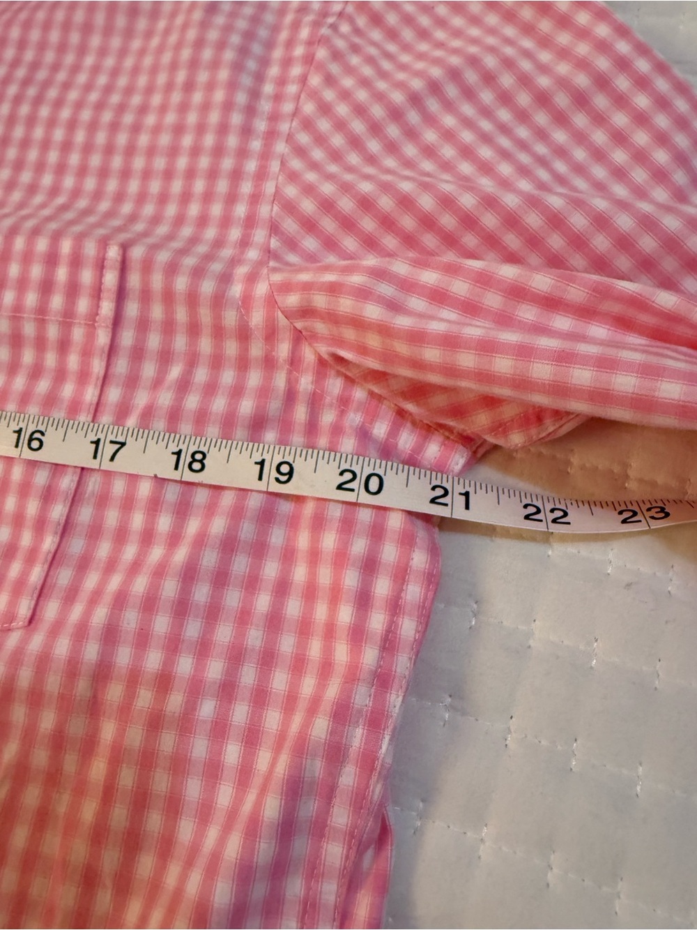 Upcycled Pink Gingham Button-Up Shirt with Ruffle Collar - Picture 8 of 9